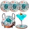 Coasters for Drinks Set of 6 Turtle Cork Base Coaster with Holder Sea Ocean Life Coastal Decor Beach Theme Tropical Thick Sturdy Cork Coasters for Housewarming Kitchen Bar Coffee Table Desk Gift view 1