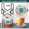 Coasters for Drinks Set of 6 Turtle Cork Base Coaster with Holder Sea Ocean Life Coastal Decor Beach Theme Tropical Thick Sturdy Cork Coasters for Housewarming Kitchen Bar Coffee Table Desk Gift view 4