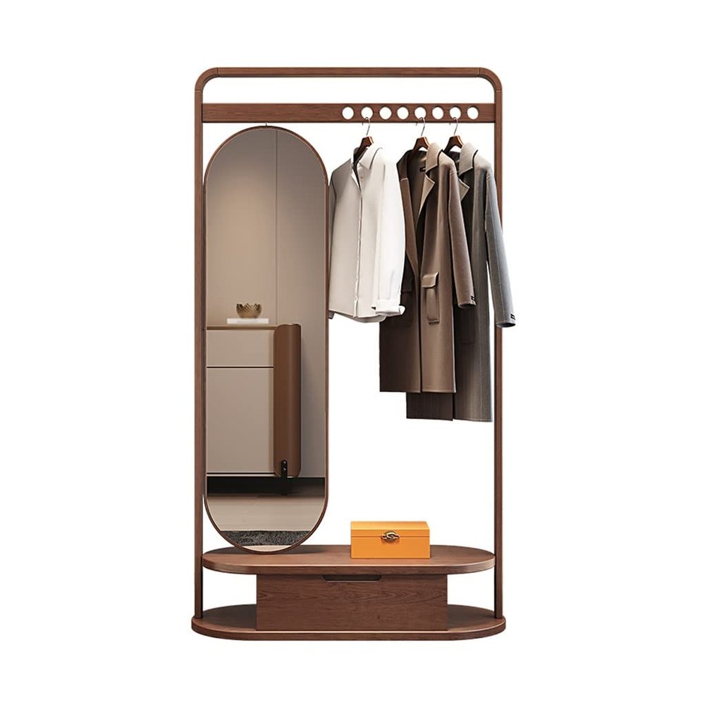 Coat Rack Freestanding Coat Rac Creative Multifunctional Coat Rack Floor-to-ceiling Bedroom with Full-length Mirror Living Room Porch Rack Coat Rack Hall Tree Stand Coat Hanger Standing ( Size : 80*43