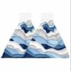 Ombre Stripes Blue Kitchen Hand Towels with Hanging Loops Set of 2 Super Soft Thick Oven Fingertip Dry Microfiber Tie Dish Towel Absorbent Cleaning Washcloth,Kitchen Geometric Grey White Coastal Waves view 1