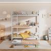 Triple Bunk Bed with Trundle Guardrail & Ladder Twin Size Metal, No Box Spring Needed, Easy Assemble view 3