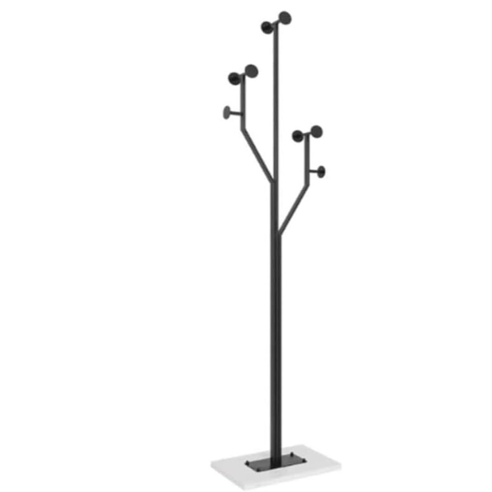 KYUSAR Coat Stand Coat Rack Coat Shelf Metal Coat Rack Free Standing Hall Coat Rack Tree Iron Marble Base Coat Stand For Entryway Hallway Coat Holder (Color : Black, Size : 175cm)