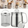 68oz 304 Stainless Steel Deep Fryer Pot with Basket & Strainer, Large Capacity Bacon Grease Container for Kitchen,Frying, Cooking, Camping,Oil Filter Container - Dishwasher Safe (68oz/2L/2.1Qt) view 1