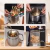 68oz 304 Stainless Steel Deep Fryer Pot with Basket & Strainer, Large Capacity Bacon Grease Container for Kitchen,Frying, Cooking, Camping,Oil Filter Container - Dishwasher Safe (68oz/2L/2.1Qt) view 3