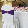 Albassa Chair Sashes Spandex Stretch Chair Bows with Buckle Slider for Wedding Party Decorations (Purple, 50PCS) view 4
