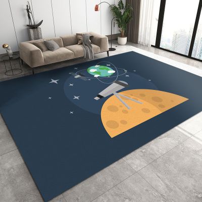 3x5 Area Rugs Children's Astronomical Telescope Prints Kids Play Rug, Space Adventure Simple Doodle Throw Rugs Bedroom Soft for Coffee Shop Living Room Under Table Game Room
