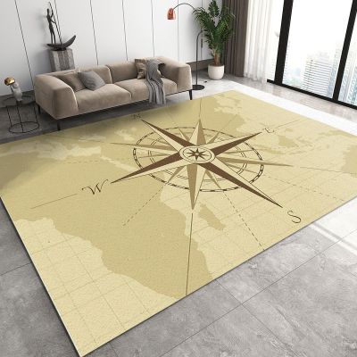 3x5 Area Rugs Retro Compass Kids Play Rug, Vintage Map Throw Rugs Bedroom Soft for Coffee Shop Living Room Under Table Game Room