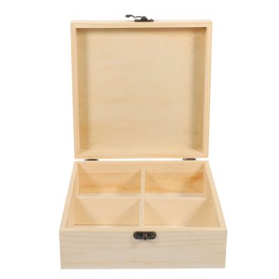 Alipis Mini Wooden Tea Bag Storage 4 Compartments Teabox Organizer Natural Material