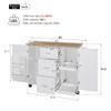 K&K Rolling Kitchen Island With Storage, Cart With Rubber Wood Top, 3 Drawer, 2 Slide-Out Shelf and Internal Storage Rack, on Wheels With Spice Rack & Tower Rack, White view 2