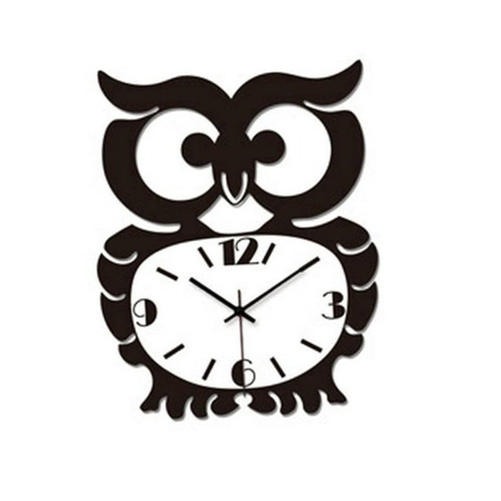 ABOOFAN Owl Wall Clock Vintage Acrylic Silent Hanging Clock for Living Room and Office Decoration Battery Operated Non-Ticking Stylish Home Decor