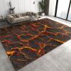 4x5 Area Rugs 3D Flame Optical Illusion Boys Rugs for Bedroom, Flaming Lava and Vintage Crackled Rock Kids Room Rug Soft Fuzzy Washable for Living Room Game Room Coffee Table view 1