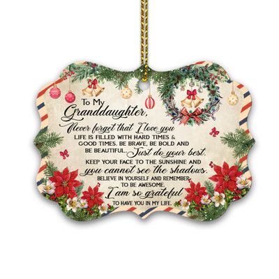 HYTURTLE to My Granddaughter Christmas Ornament 2025 Tree Decoration Gifts for Girls Women from Grandma Grandpa - Best Granddaughter Gifts from Grandparent - Unique Aluminum Ornament Gift Keepsake