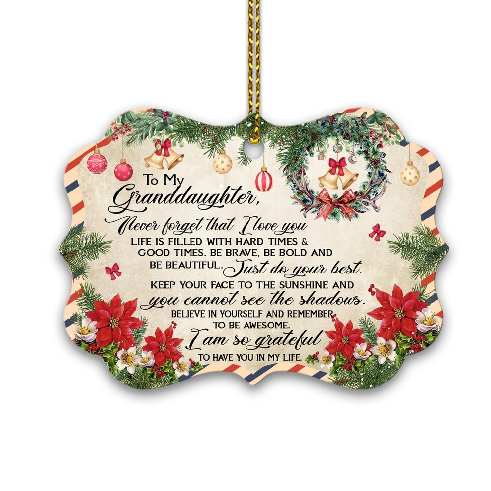 HYTURTLE to My Granddaughter Christmas Ornament 2025 Tree Decoration Gifts for Girls Women from Grandma Grandpa - Best Granddaughter Gifts from Grandparent - Unique Aluminum Ornament Gift Keepsake