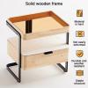 YVYKFZD Nightstand with Drawers, Wood Bedside Table, Tempered Glass Top Bed End Table, Save Space Storage Night Stand with Open Compartment, for Bedroom Living Room (Color : Light Brown 2ps) view 2