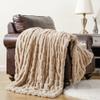 BATTILO HOME Beige Faux Fur Throw Blanket for Bed, Large Double Side Reversible Ruched Rabbit Fur Blanket for Couch, Living Room, Soft Warm Mink Cozy Blanket, 60x80 Inch view 1