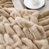 BATTILO HOME Beige Faux Fur Throw Blanket for Bed, Large Double Side Reversible Ruched Rabbit Fur Blanket for Couch, Living Room, Soft Warm Mink Cozy Blanket, 60x80 Inch view 4