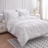 White Full-XL Comforter Set - 7 Piece Pinch Pleated Bed in a Bag - 600 Thread Count 100% Egyptian Cotton Bedding Set - (18 inch Deep Pocket Sheet Set and 500GSM Comforter) view 1