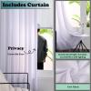 2 Pcs Wall Privacy Screen Room Divider, Patio Door Curtain - Metal Support Wall Mounted, Grommets Partition Panels for Beauty Salon Living Room, 200cm / 230cm Long ( Color : White Pole+Curtain , Size view 3