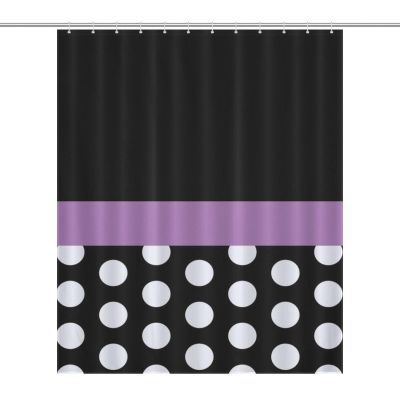 Nosarte Luxury Shower Curtain Liner Set, Purple Stripe Black White Polka Dot Bath Curtains Waterproof & Washable Bathroom Curtains with 12 Hooks, 60 x 72inch