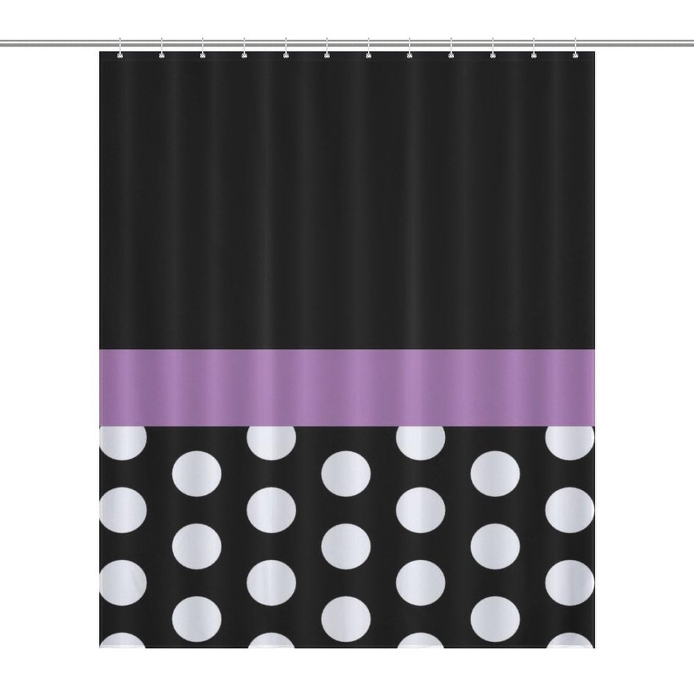 Nosarte Luxury Shower Curtain Liner Set, Purple Stripe Black White Polka Dot Bath Curtains Waterproof & Washable Bathroom Curtains with 12 Hooks, 60 x 72inch