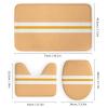 4pcs Shower Curtain Sets, Chic Light Orange White Yellow Horizontal Stripes Bathroom Sets with Shower Curtain, Bath Rug, U Shaped Contour Mat & Toilet Lid Cover view 3