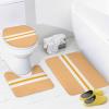 4pcs Shower Curtain Sets, Chic Light Orange White Yellow Horizontal Stripes Bathroom Sets with Shower Curtain, Bath Rug, U Shaped Contour Mat & Toilet Lid Cover view 4