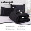 A Nice Night 5PCS Satin Silky Soft Quilt Luxury Super Soft Microfiber Bedding Thin Comforter Set Queen,Black view 2