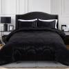 A Nice Night 5PCS Satin Silky Soft Quilt Luxury Super Soft Microfiber Bedding Thin Comforter Set Queen,Black view 3