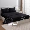 A Nice Night 5PCS Satin Silky Soft Quilt Luxury Super Soft Microfiber Bedding Thin Comforter Set Queen,Black view 4