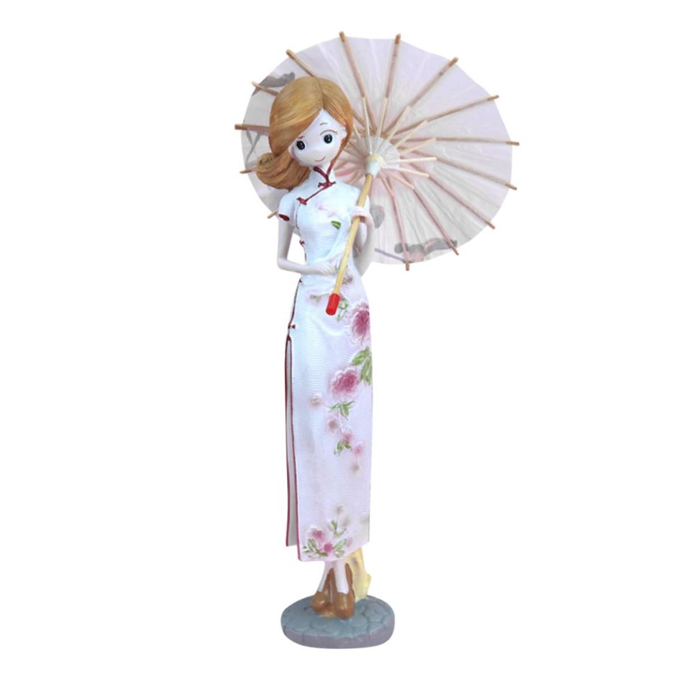 Cabilock Elegant Resin Decoration Blue and White Figurines Home Decor Girls Statue for Shelf Decor Aesthetic