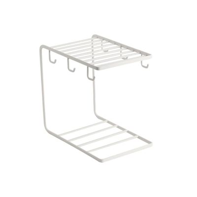 LABRIMP White Glass Cup Rack with Six Holders for Kitchen Countertop Drying and Organization Vertical Space-Saving Cup Organizer Shelf Suitable for Mugs Coffee Cups and Office Use