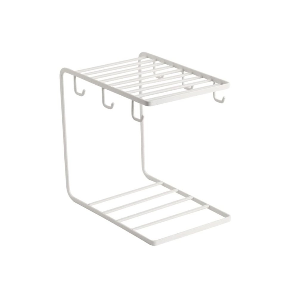 LABRIMP White Glass Cup Rack with Six Holders for Kitchen Countertop Drying and Organization Vertical Space-Saving Cup Organizer Shelf Suitable for Mugs Coffee Cups and Office Use
