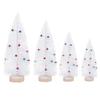 15cm Mini White Pine Tree Model with Bell, Wooden Stand Desktop view 1