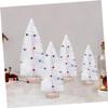 15cm Mini White Pine Tree Model with Bell, Wooden Stand Desktop view 4