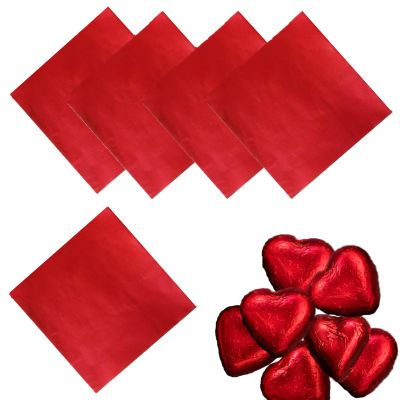 Copzievkae 100PCS Foil Candy Wrappers, 6 x 6 Inch Candy Wrappers, Red Foil Candy Wrapper for Chocolate Bar Wrappers for DIY Candies, Chocolate, Cake (Red)