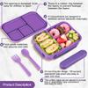 Amathley Lunch Box Kids,Bento Box Adult,Leakproof Lunch Containers for Adults/Kids/Toddler,1200ML-4 Compartments bento Lunch box with Utensil,Microwave & Dishwasher & Freezer Safe (Purple) view 3
