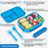 Amathley Lunch Box Kids,Bento Box Adult,Leakproof Lunch Containers for Adults/Kids/Toddler,1200ML-4 Compartments bento Lunch box with Utensil,Microwave & Dishwasher & Freezer Safe (Blue) view 3