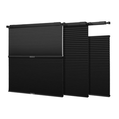 HOTSOON No Drill No Tools Day&Night Cellular Shades Bottom Up Cellular Blinds Blackout Light-Filtering Cordless Honeycomb Blinds for Windows Home, Blackout-Black, 22-23" W x 79-86" H