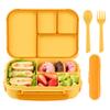 Amathley Lunch Box Kids,Bento Box Adult,Leakproof Lunch Containers for Adults/Kids/Toddler,1200ML-4 Compartments bento Lunch box with Utensil,Microwave & Dishwasher & Freezer Safe (Yellow) view 1
