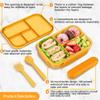Amathley Lunch Box Kids,Bento Box Adult,Leakproof Lunch Containers for Adults/Kids/Toddler,1200ML-4 Compartments bento Lunch box with Utensil,Microwave & Dishwasher & Freezer Safe (Yellow) view 3