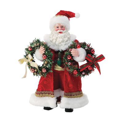Department 56 Possible Dreams Christmas Traditions Santas Holding Wreaths All That Glitters Figurine, 10.5 Inch, Multicolor