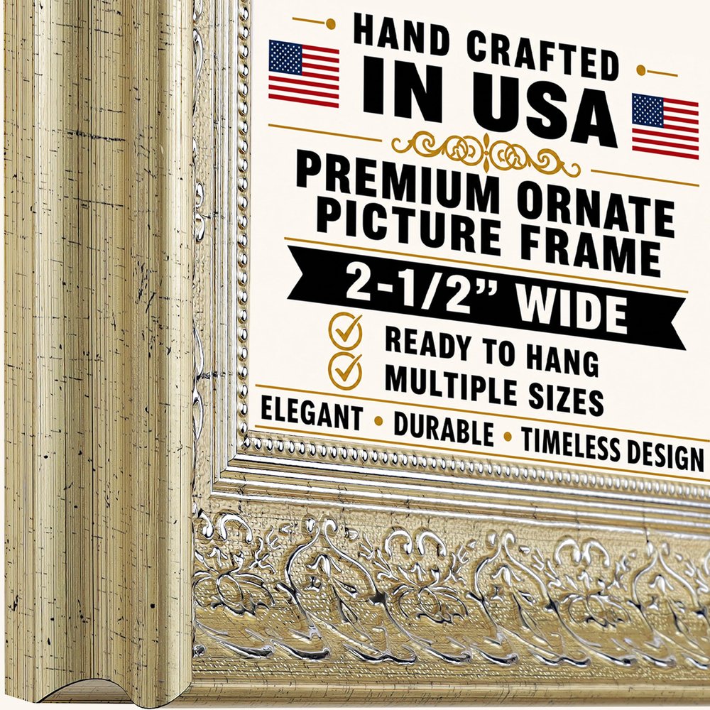 12X18 2 1/2" Polystyrene Victorian Picture Frame 1556 Series Antique Silver by WholesaleArtsFrames-com Made In USA
