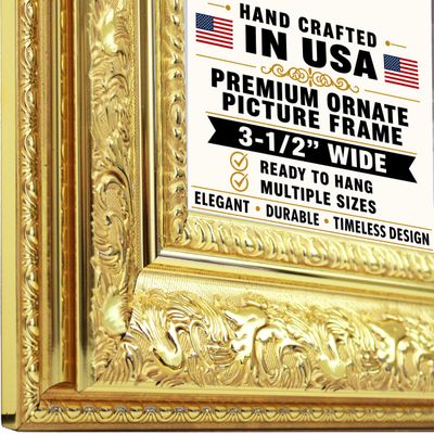 12X17 3 1/2" Polystyrene Royal Picture Frame 3348 Series - Bright Gold by WholesaleArtsFrames-com Made In USA