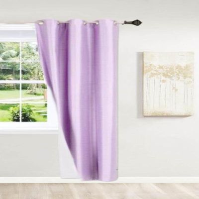 1 Piece Lined Faux Silk 100% Blackout Window Panel Curtain Thermal Silver Grommets Living/Room Bedroom/Home Decor 35" Width x 95" Length Noa (Lilac Lavender)