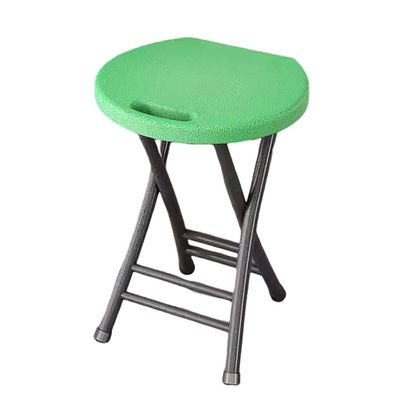 18-Inch Backless Folding Stool,Folding Stool Chair with Handle,Plastic Folding Stool for Adults,Portable Counter Bar Stools,for Kitchen, Room,Vanity, Green