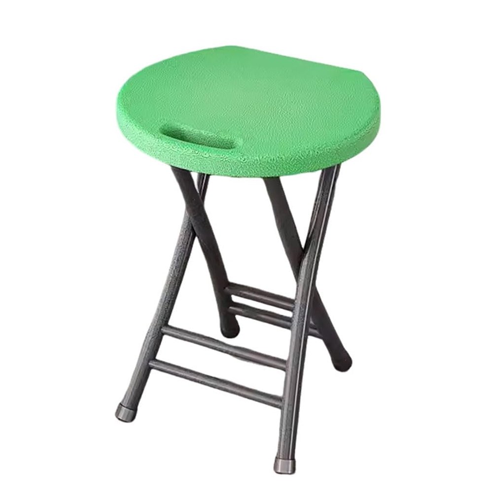18-Inch Backless Folding Stool,Folding Stool Chair with Handle,Plastic Folding Stool for Adults,Portable Counter Bar Stools,for Kitchen, Room,Vanity, Green