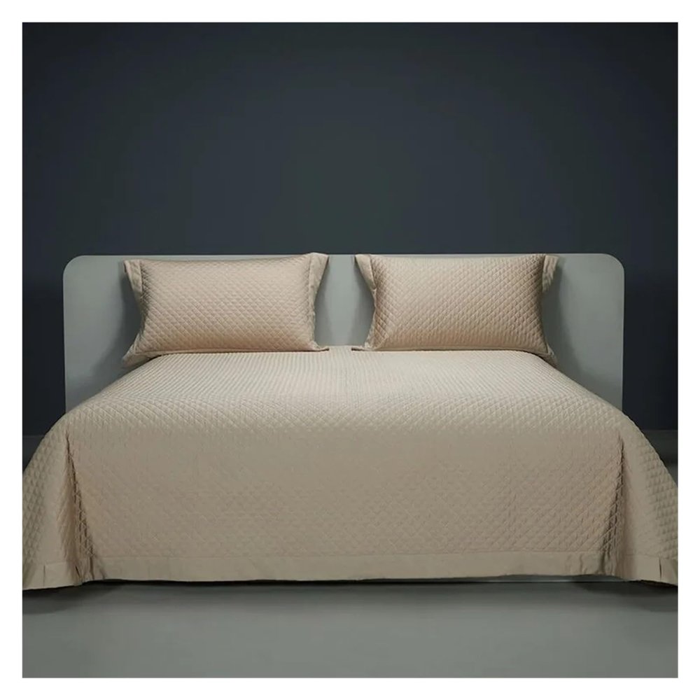 Zixmix 1200TC Cotton King Bedspread White/Grey Plain Premium Cotton Diamond Quilted Bedspread Size (96 x 106in) Pillowcases (19X30in),Bedding