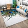 Area Rug for Living Room Peacock Feather Carpets, 3 x 5 ft Washable Rugs, White Print Low-Pile Non-Slip Rugs for Office Kitchen Entryway Decorative Carpets view 1