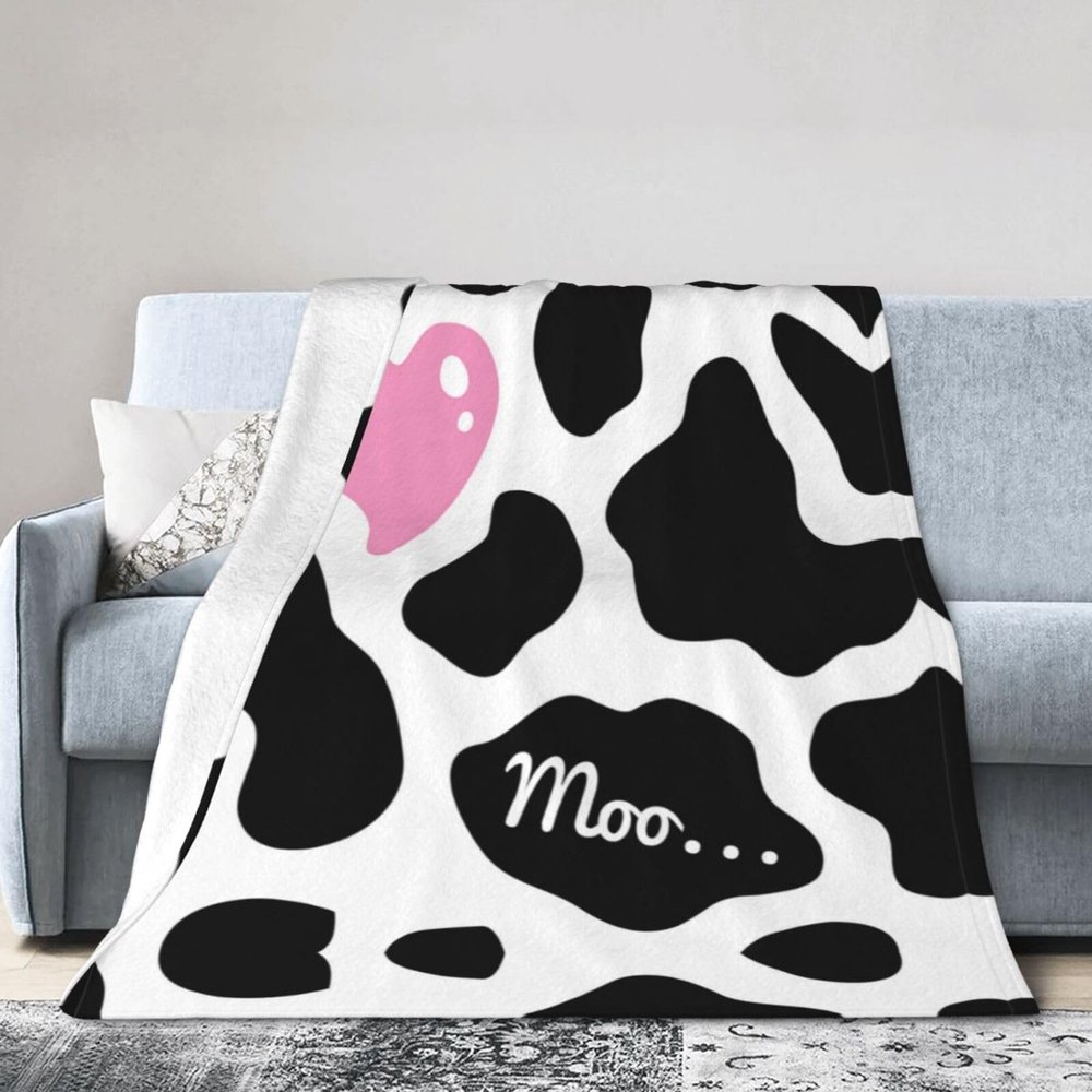 Black White Milk Cow Blanket,Flannel Ultra-Soft Seasons Blanket Lightweight Sofa Veil Blanket Air Conditioning Blanket