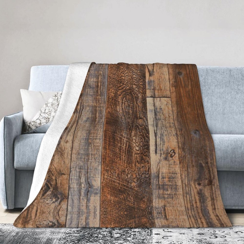 Brown Wooden Blanket,Flannel Ultra-Soft Seasons Blanket Lightweight Sofa Veil Blanket Air Conditioning Blanket